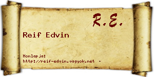 Reif Edvin névjegykártya